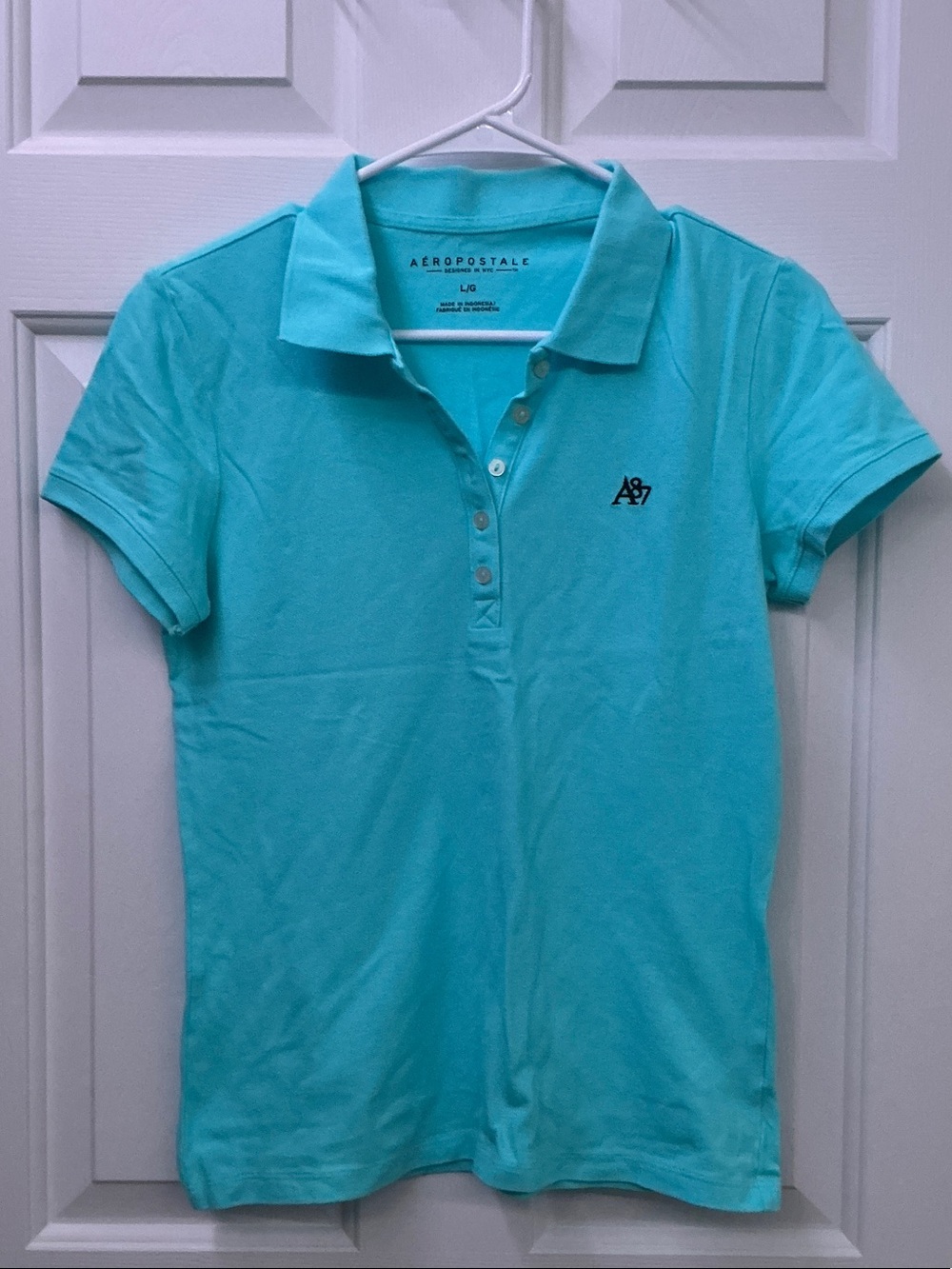 Aeropostale Girls' A87 Polo Shirt in Aqua Blue